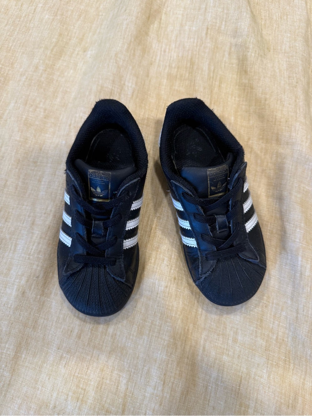adidas Kids Black & White Classic Superstar Sneakers